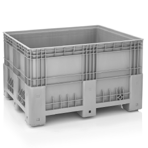 Συμπαγές πλαστικό παλετοκιβώτιο 600L με πόδια 120×100×76cm Γκρι