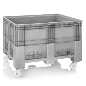 Συμπαγές πλαστικό παλετοκιβώτιο 600L με ρόδες 120×100×76cm  Γκρι