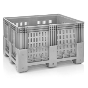 Διάτρητο πλαστικό παλετοκιβώτιο 600L με πόδια 120×100×76cm Γκρι