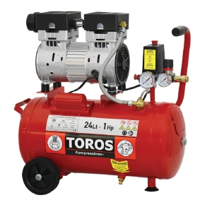 Αεροσυμπιεστής Χαμ.Θορύβου Oil-free 24LT/1HP Toros